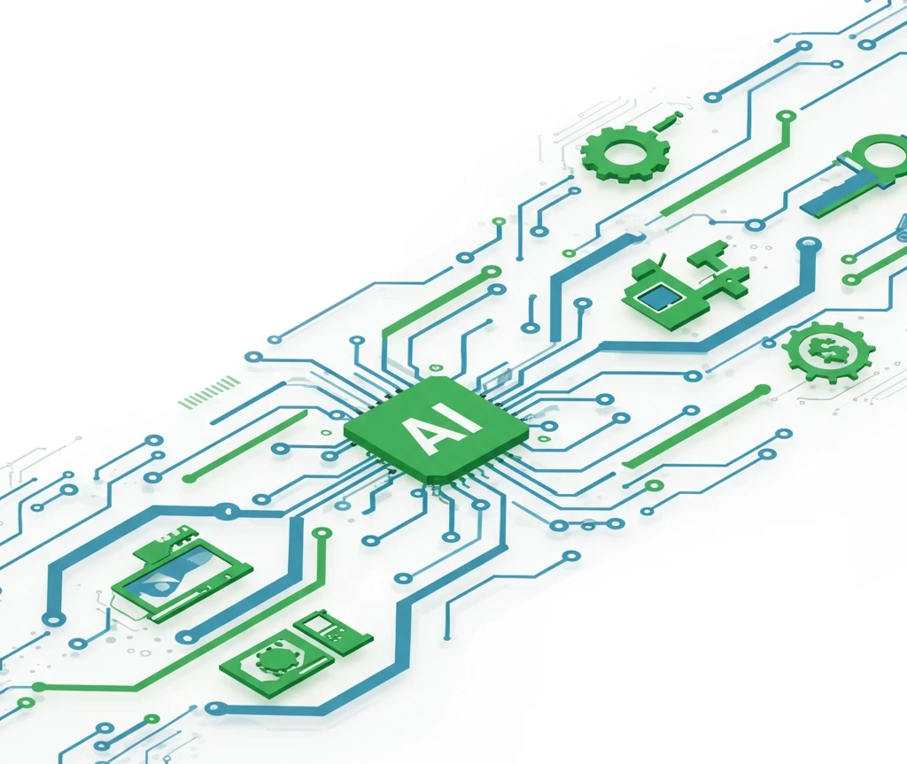 Circuitos digitales que representan el funcionamiento de la inteligencia artificial