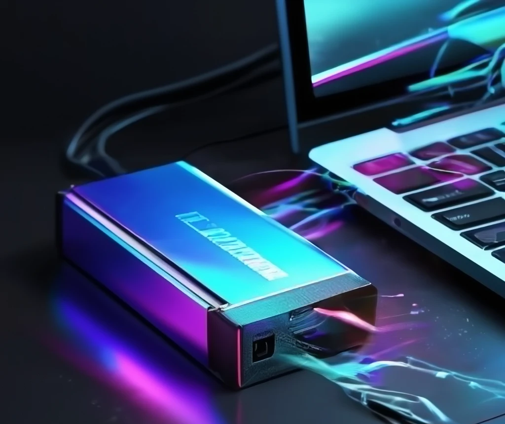 SSD externo junto a laptop
