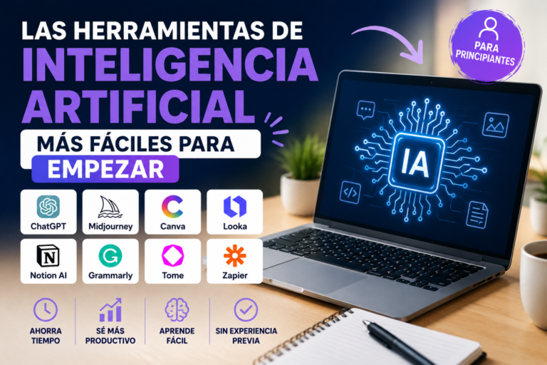 Herramientas de inteligencia artificial recomendadas para principiantes que buscan empezar a utilizar la IA de forma sencilla y práctica.