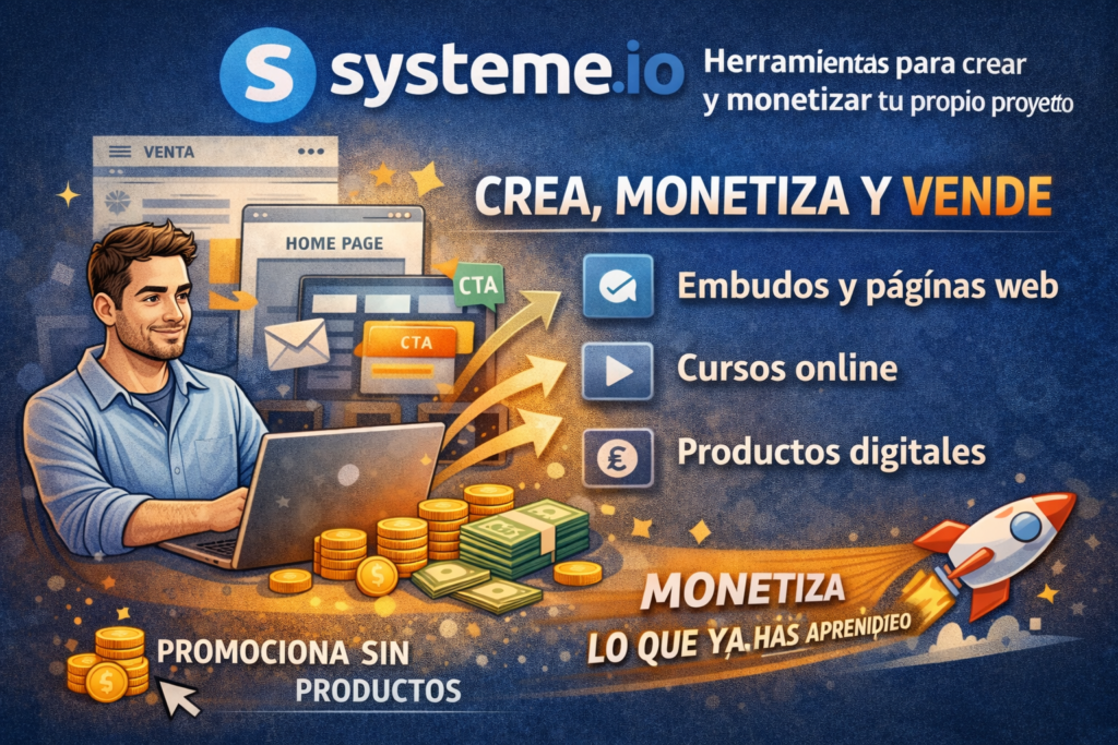 systeme io crear embudos vender cursos online y monetizar negocio digital desde cero
