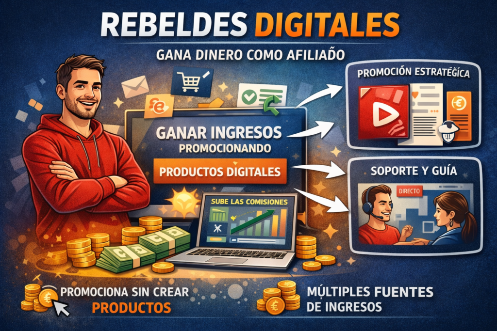 rebeldes digitales curso afiliación ganar dinero online promocionando productos digitales desde cero