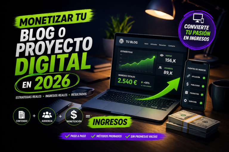 monetizar blog 2026 generar ingresos online proyecto digital estrategias reales