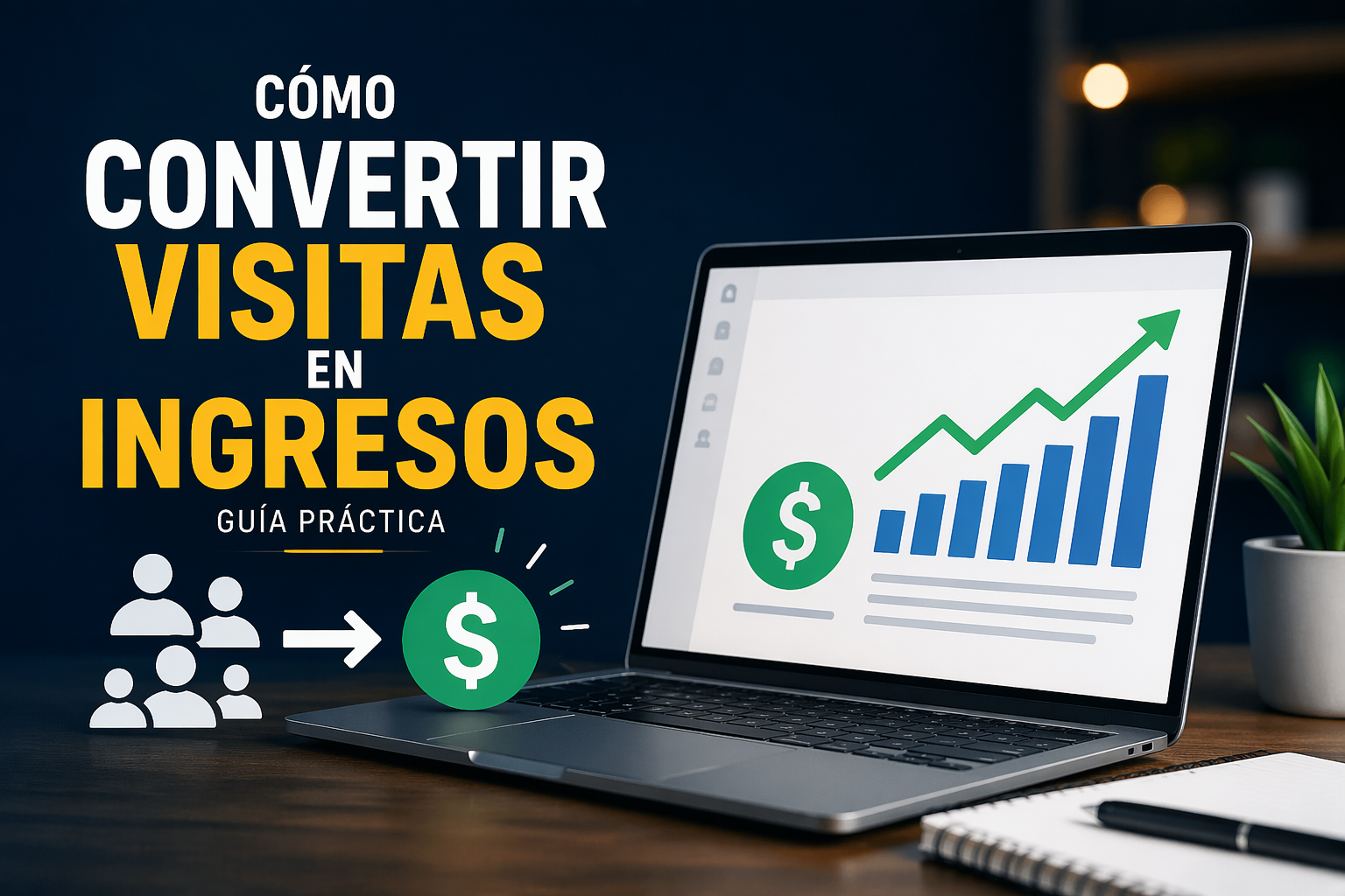 Cómo convertir visitas en ingresos con estrategias de monetización tráfico web y crecimiento online desde un portátil moderno