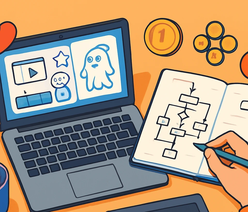 Diagrama de flujo mostrando organización de tareas y herramientas digitales para emprendedores