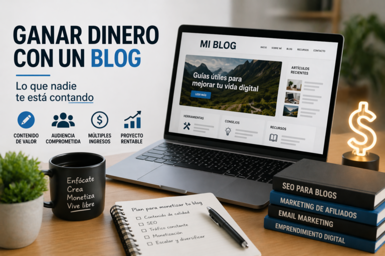 Ganar dinero con un blog y monetizar un proyecto digital desde casa con portátil estadísticas web e ingresos online