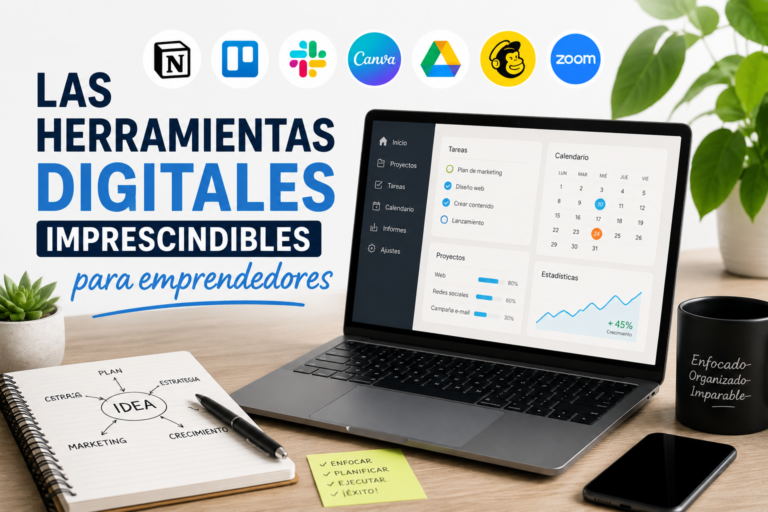 Herramientas digitales recomendadas para emprendedores que buscan mejorar su productividad, automatizar tareas y gestionar mejor su negocio online.