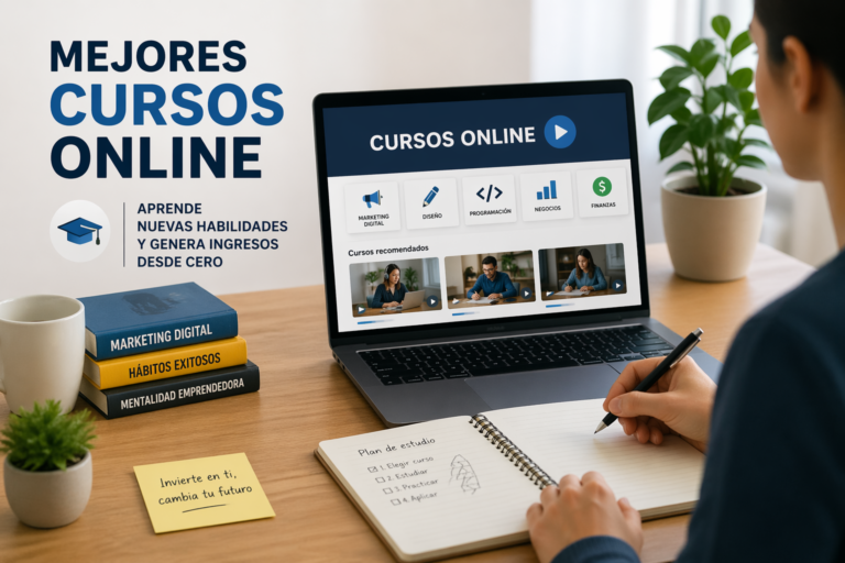 Mejores cursos online para aprender habilidades útiles y generar ingresos desde cero con formación digital en portátil moderno