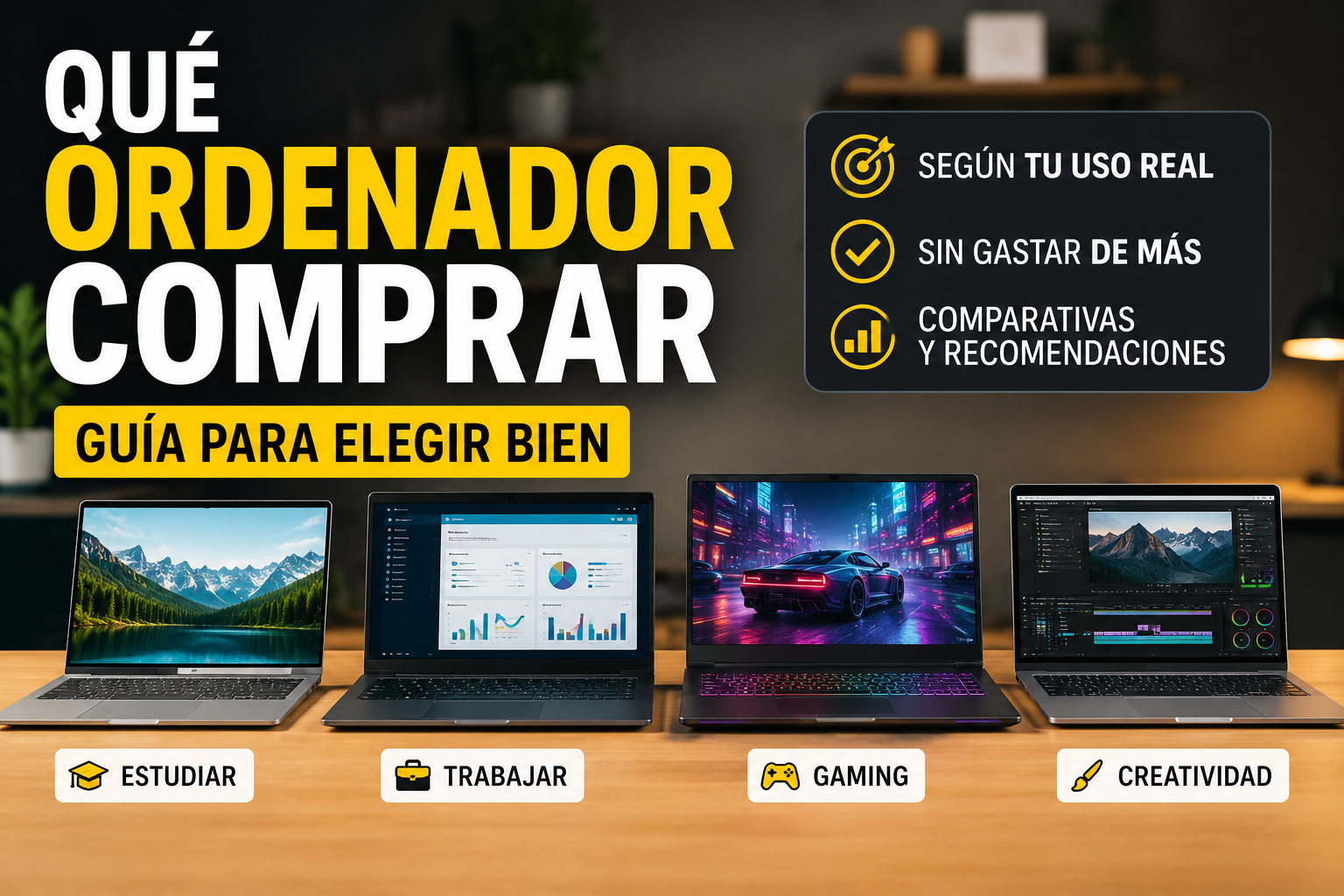 Qué ordenador elegir según tus necesidades reales para estudiar, trabajar, jugar o crear contenido sin cometer errores de compra.
