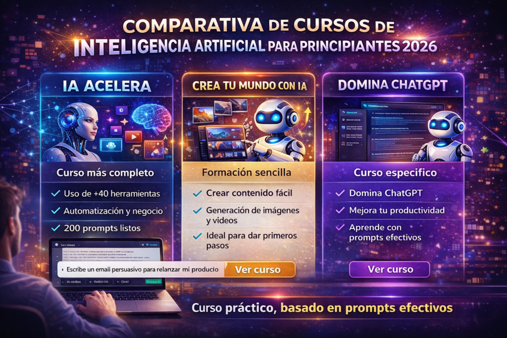 comparativa cursos inteligencia artificial principiantes 2026