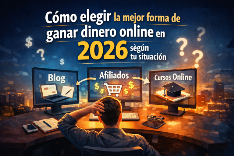 cómo elegir la mejor forma de ganar dinero online en 2026 con opciones como blog, afiliación y cursos según tu situación