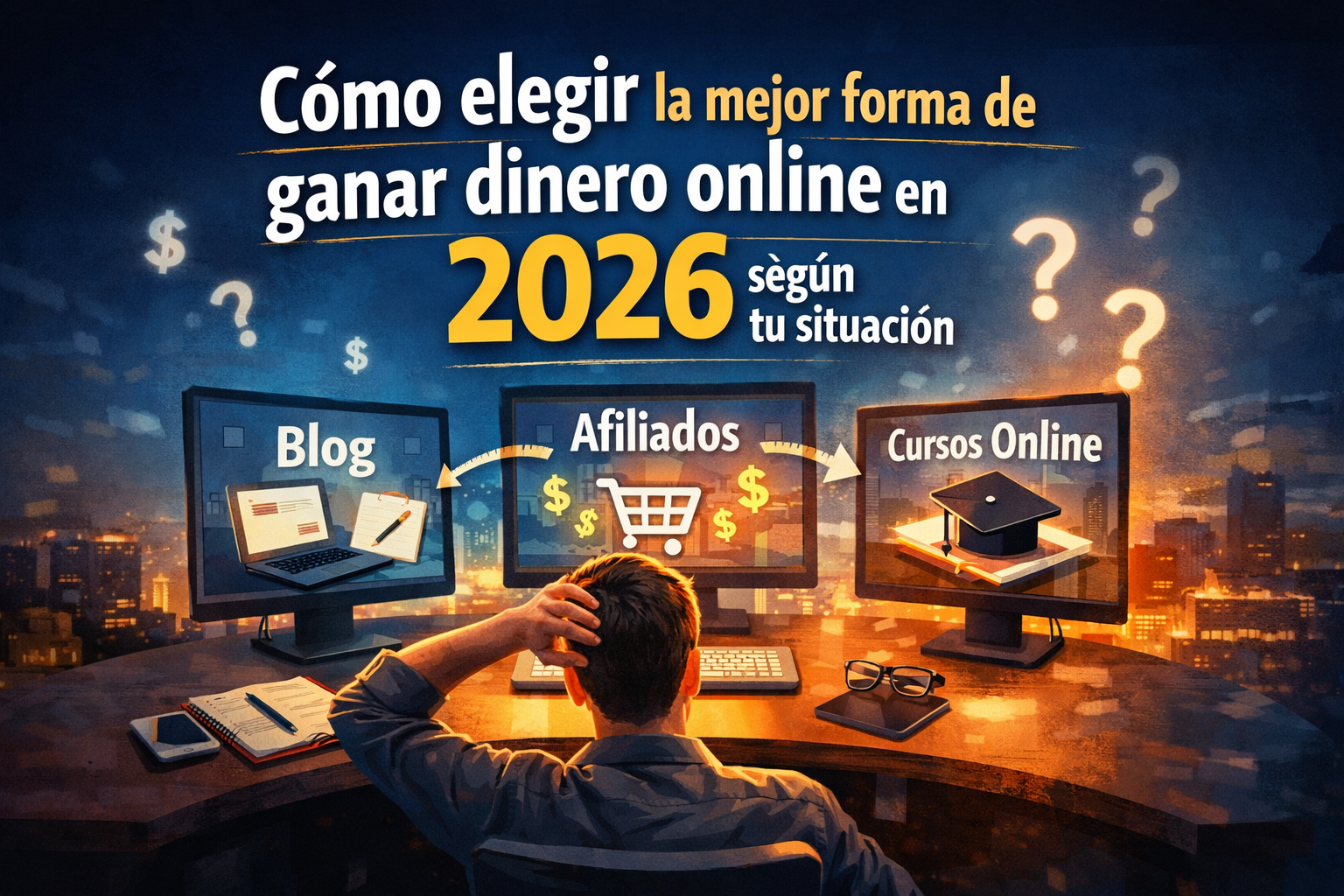 cómo elegir la mejor forma de ganar dinero online en 2026 con opciones como blog, afiliación y cursos según tu situación
