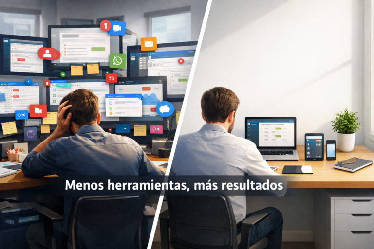 usar demasiadas herramientas digitales vs trabajar con pocas herramientas en 2026