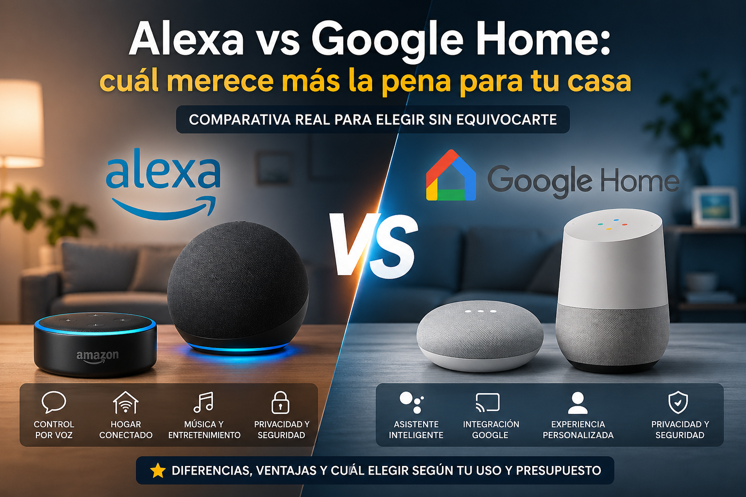 Alexa vs Google Home comparativa de altavoces inteligentes para elegir el mejor para casa