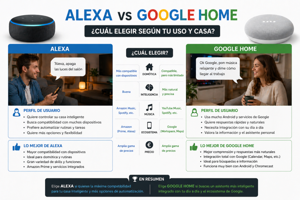 Alexa vs Google Home cuál elegir según uso y casa