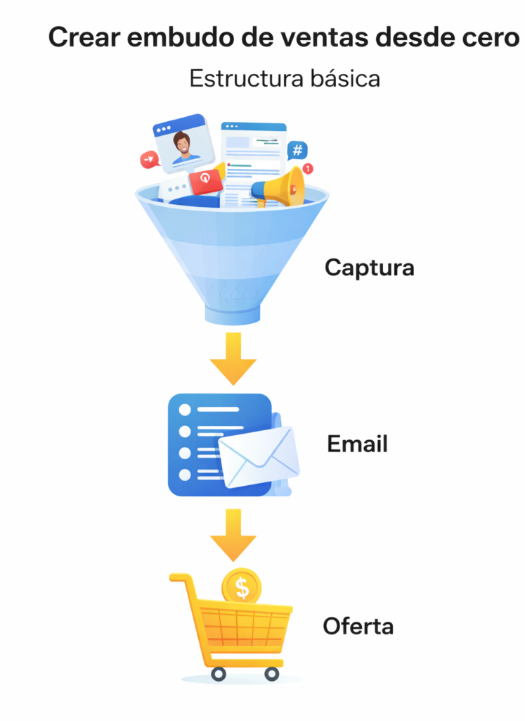 crear embudo de ventas desde cero estructura básica funnel marketing