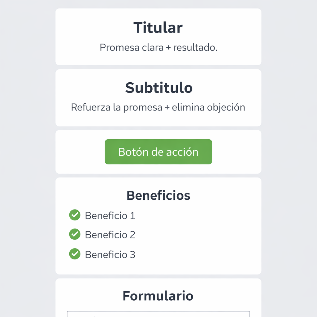 estructura landing page que convierte ejemplo simple con formulario y CTA