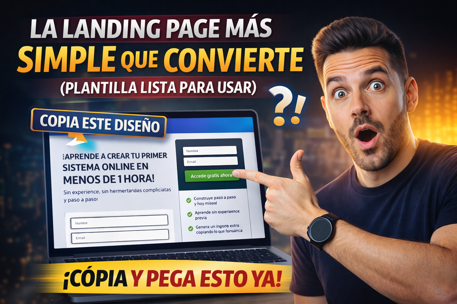 landing page que convierte ejemplo simple con plantilla lista para usar