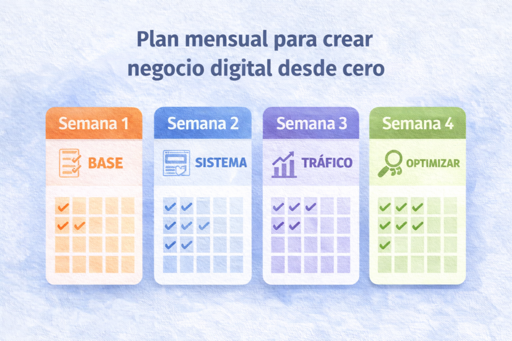 plan mensual para crear negocio digital desde cero