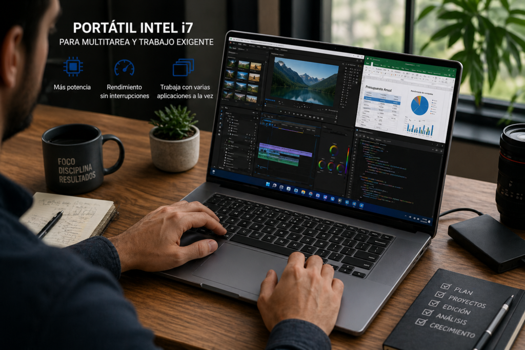 portátil Intel i7 para multitarea, productividad y trabajo exigente con varios programas abiertos