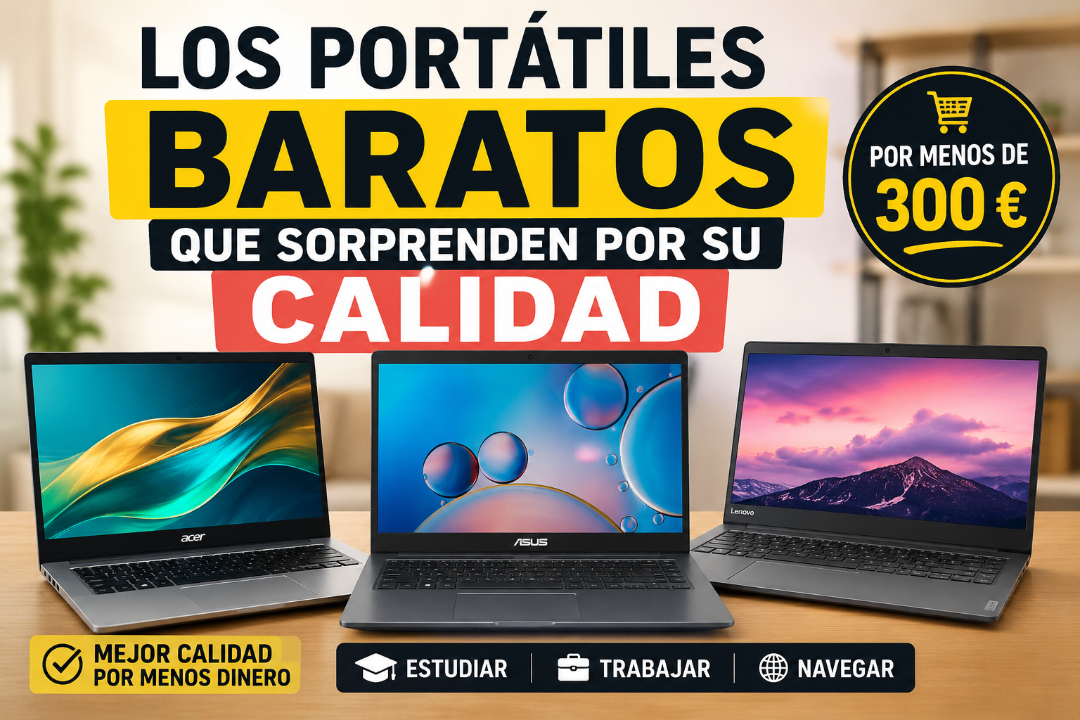 Selección de portátiles baratos que sorprenden por su calidad, rendimiento y experiencia de uso pese a su precio económico.