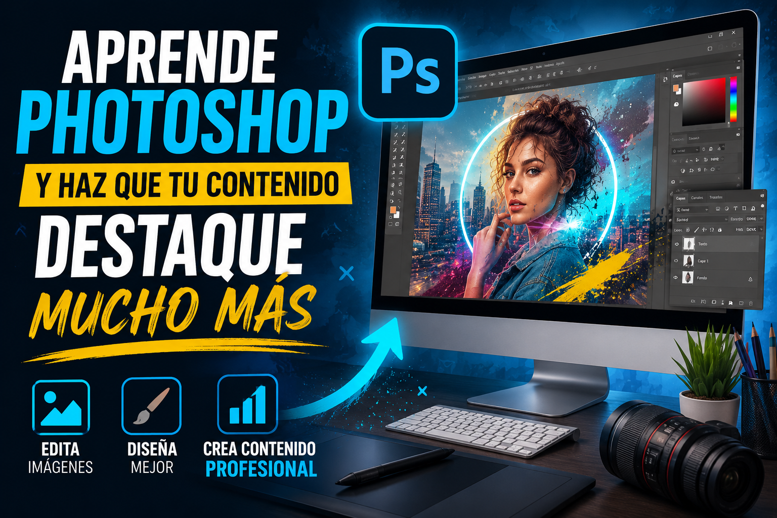 cursos para aprender Photoshop y crear contenido visual profesional