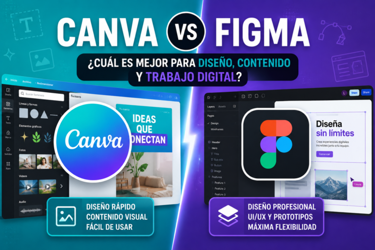 comparativa entre Canva y Figma para diseño, creación de contenido y trabajo digital
