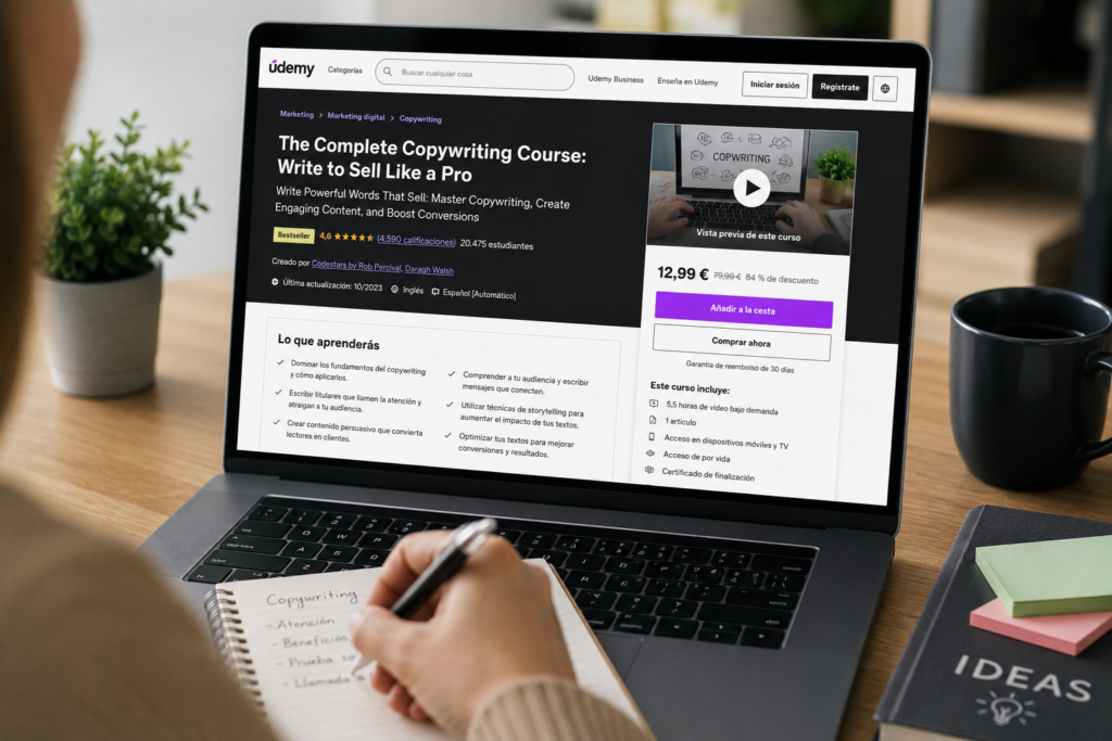 curso de copywriting para principiantes en Udemy