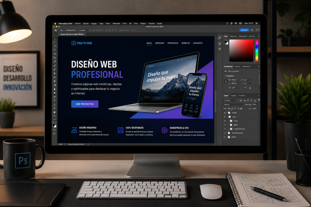 curso de Photoshop y WordPress para crear themes y páginas web profesionales