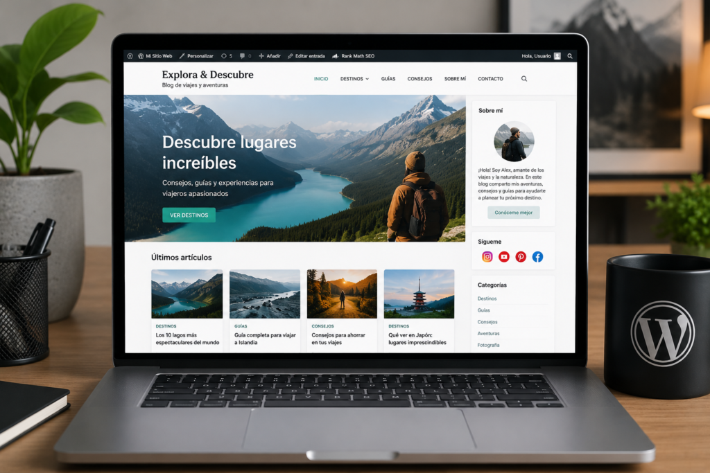sitio web profesional creado con WordPress para blogs y negocio digital