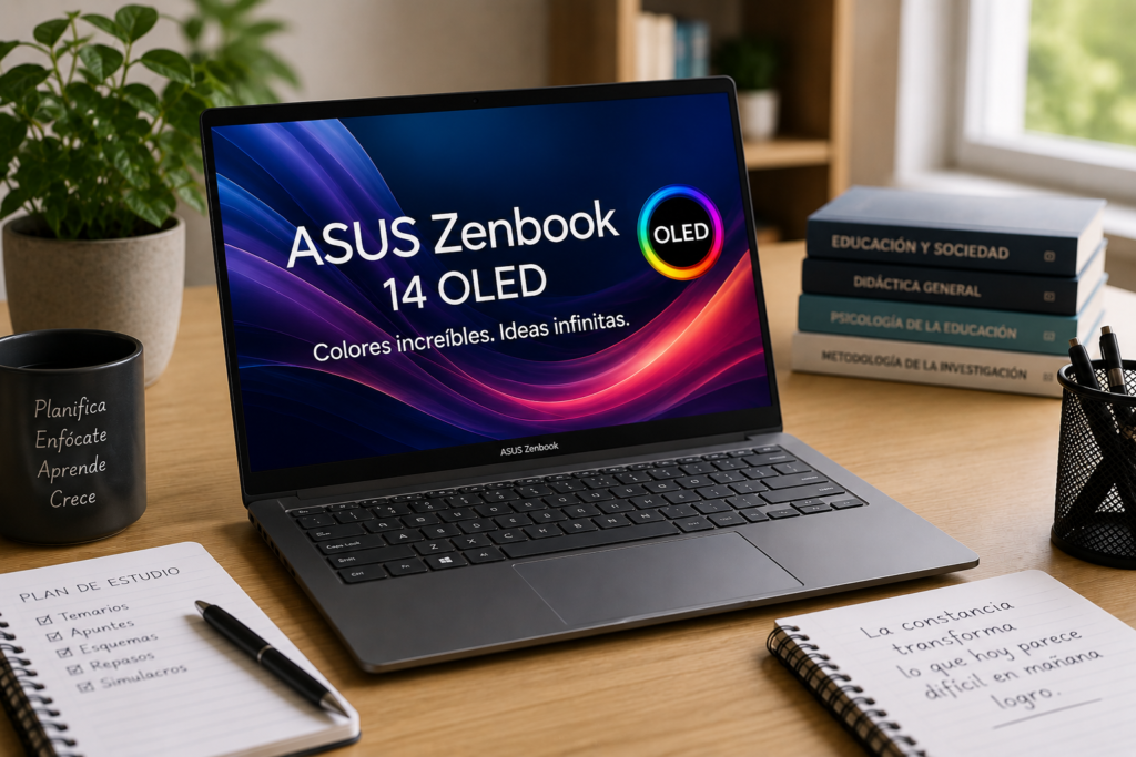 ASUS Zenbook 14 OLED recomendado para profesores, opositores y estudiantes que buscan la mejor relación calidad-precio.