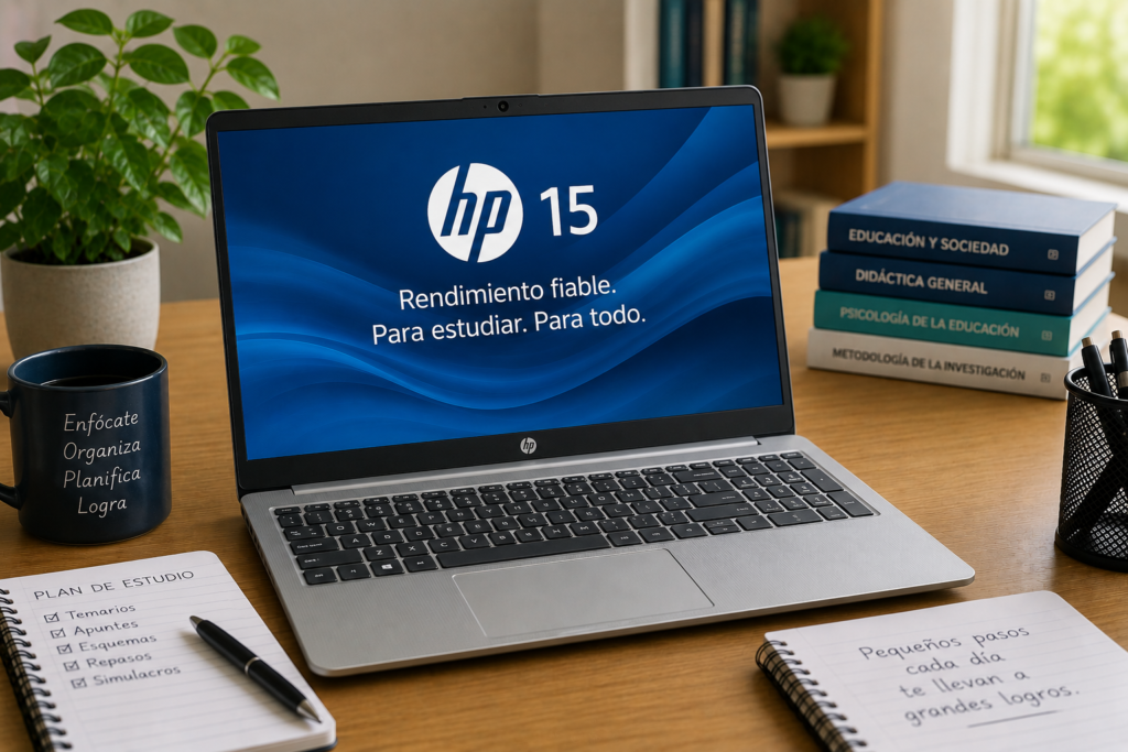 HP 15 recomendado para estudiantes y opositores que buscan un portátil económico para tareas cotidianas.