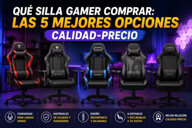Comparativa de las mejores sillas gamer calidad-precio para jugar, trabajar o estudiar con máxima comodidad, diseño ergonómico y respaldo reclinable.
